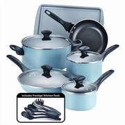 FARBERWARE ALUMINUM Farberware 21894 Dishwasher Safe Nonstick 15-Piece Cookware Set; Aqua 21894